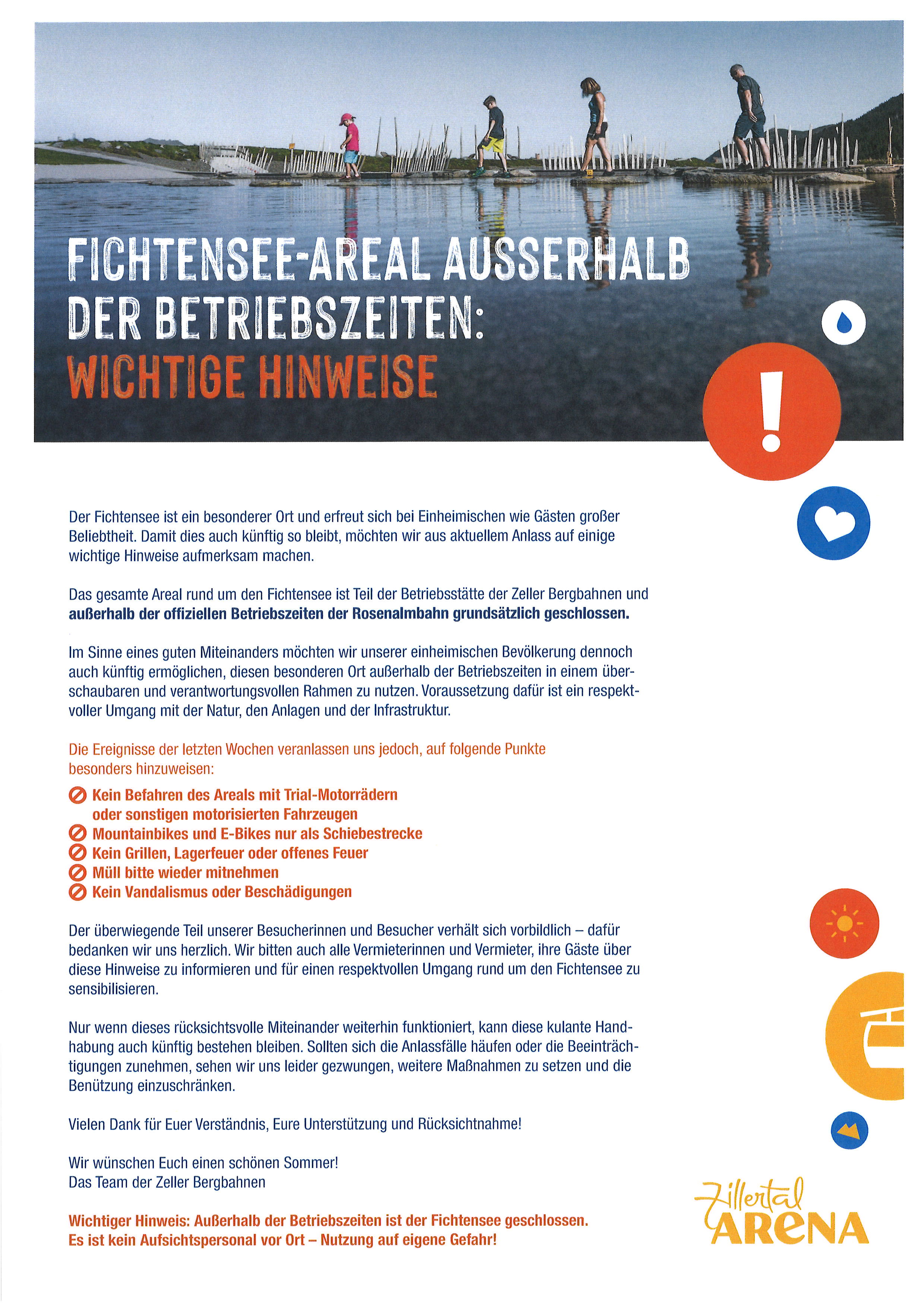 wichtige Hinweise - Fichtensee Areal außerhalb der Betriebszeiten