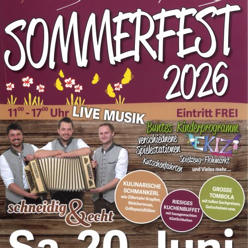 Plakat Sommerfest 2026 Sozialzentrum Mayrhofen