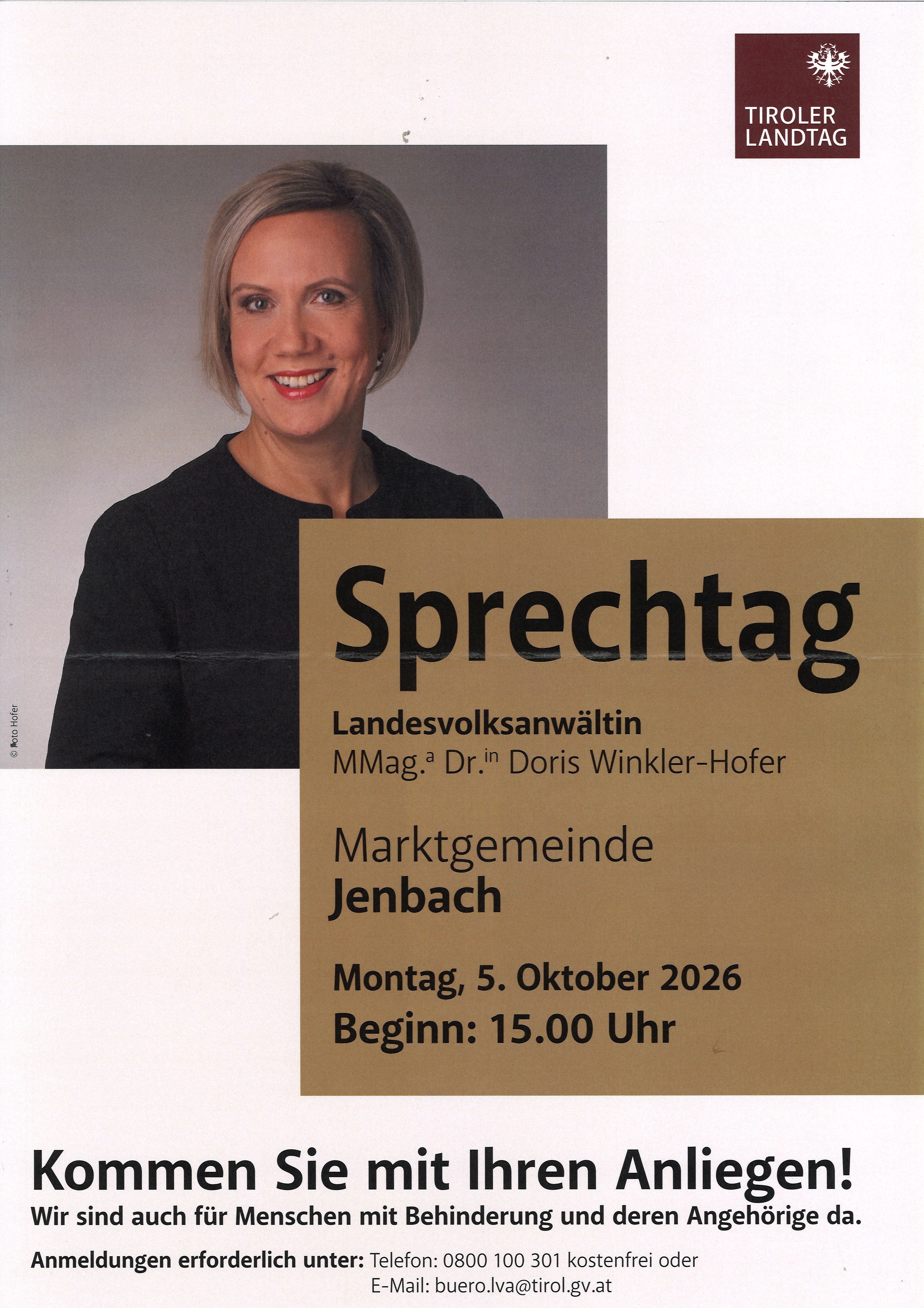 Plakat Sprechtag Landesvolksanwältin