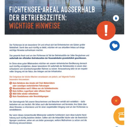 wichtige Hinweise - Fichtensee Areal außerhalb der Betriebszeiten